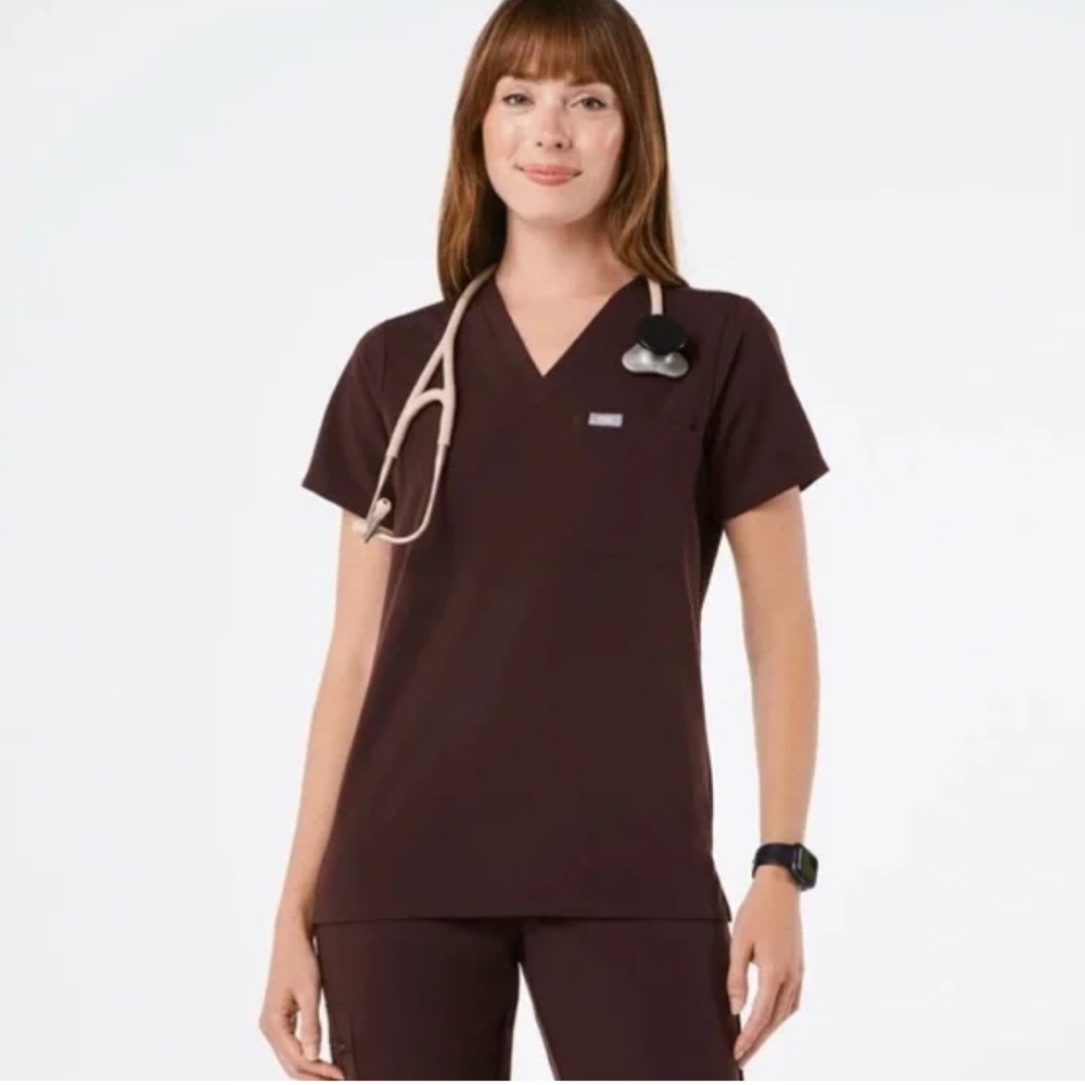 Limited Edition FIGS Catarina FionLite One-Pocket Scrub Top Dark Fig XXS